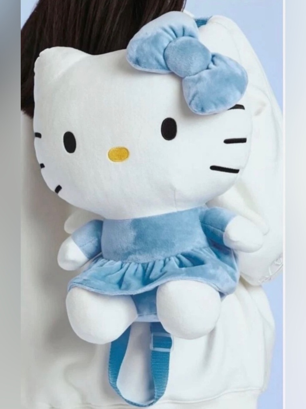 Hello Kitty Plush Backpack With Blue Dress & Bow - Soft Angel Wing - Picture 5 of 5